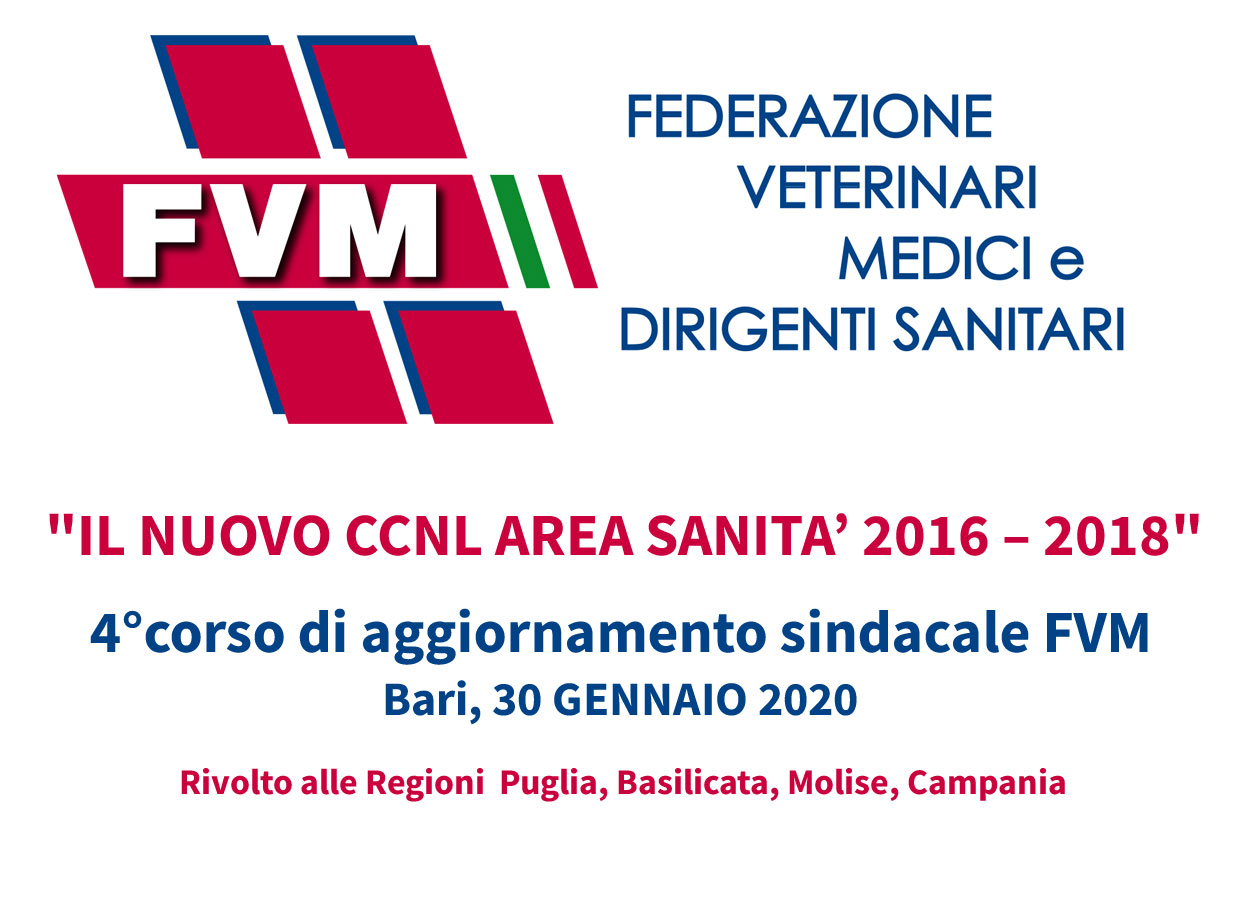 Aggiornamento sindacale “IL NUOVO CCNL AREA SANITA’ 2016 – 2018”, 30 Gennaio a Bari