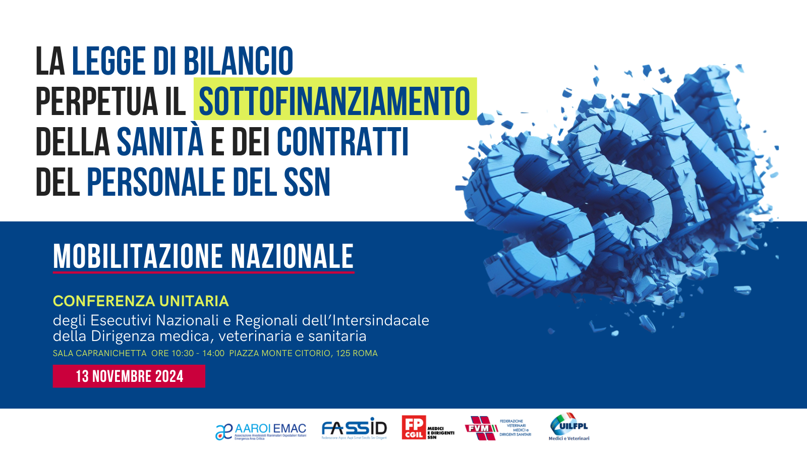 LEGGE DI BILANCIO. LE RISORSE STANZIATE PER LA SANITÀ SONO TROPPO POCHE