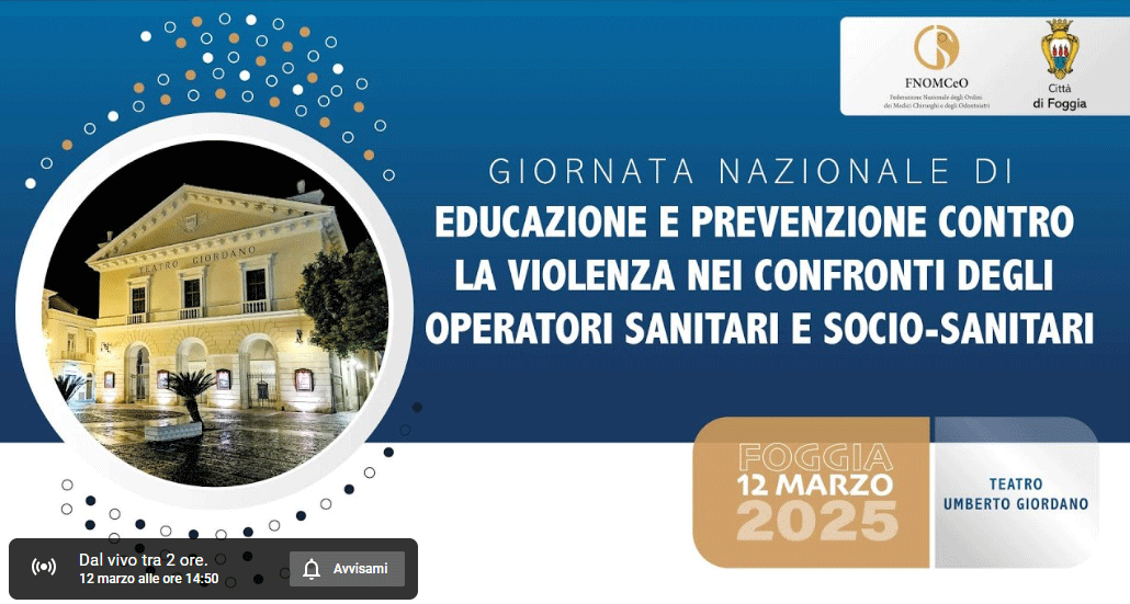 Giornata nazionale di educazione e prevenzione contro la violenza nei confronti degli operatori sanitari e socio-sanitari